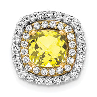 14ktt 1/2ct Lab Grown Dia VS/SI+ G+ & Cr Yellow Sapphire Chain Slide