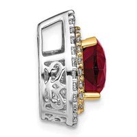 14k Two-tone 1/2 ct Lab Grown Dia VS/SI+ G+ & Cr Ruby Chain Slide