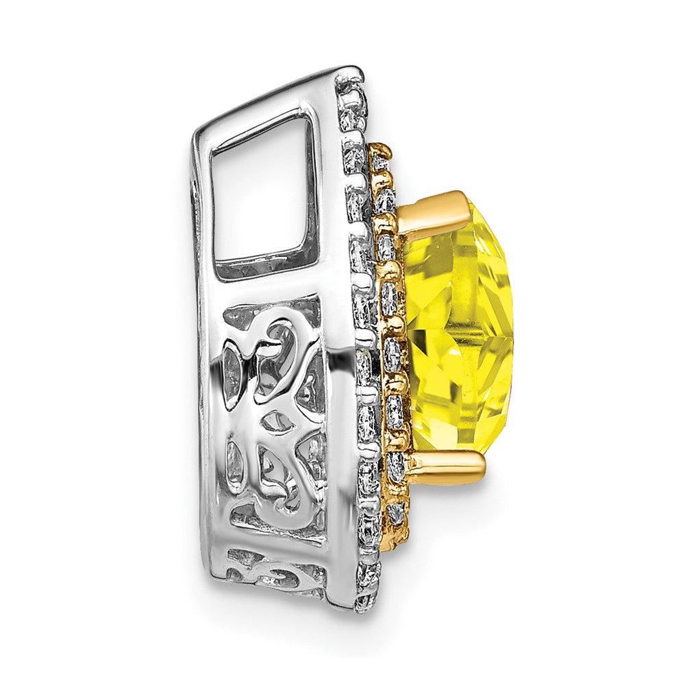 14ktt 1/2ct Lab Grown Dia VS/SI+ G+ & Cr Yellow Sapphire Chain Slide