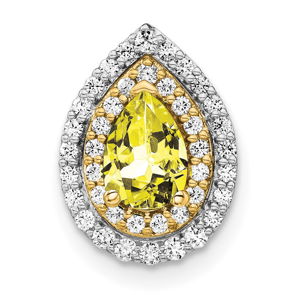 14ktt 1/2ct Lab Grown Dia VS/SI+ G+ & Cr Yellow Sapphire Chain Slide