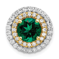 14k Two Tone 5/8 ct Lab Grown Diamond VS/SI+ G+ & Cr Emerald Chain Slide