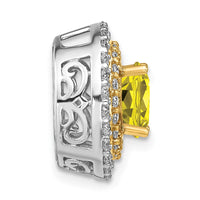 14ktt 5/8ct Lab Grown Dia VS/SI+ G+ & Cr Yellow Sapphire Chain Slide