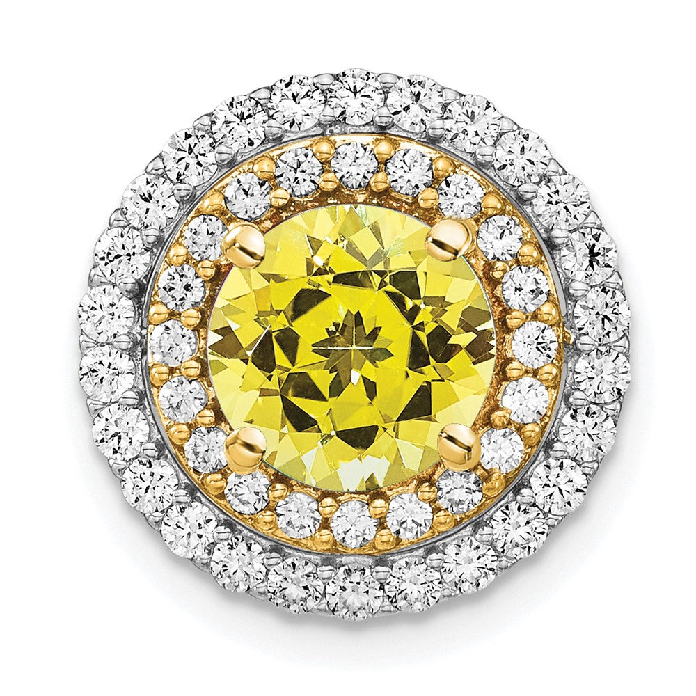 14ktt 5/8ct Lab Grown Dia VS/SI+ G+ & Cr Yellow Sapphire Chain Slide