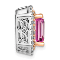 14ktt 5/8ct Lab Grown Dia VS/SI+ G+ &Cr Pink Sapphire Comp Chain Slide