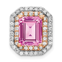 14ktt 5/8ct Lab Grown Dia VS/SI+ G+ &Cr Pink Sapphire Comp Chain Slide