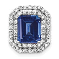 14kw 5/8ct Lab Grown Dia VS/SI+ G+ &Cr Blue Sapphire Comp Chain Slide