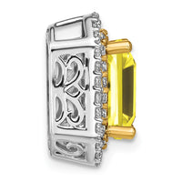 14ktt 5/8ct Lab Grown Dia VS/SI+ G+ &Cr Yellow Sapphire Comp Chain Slide