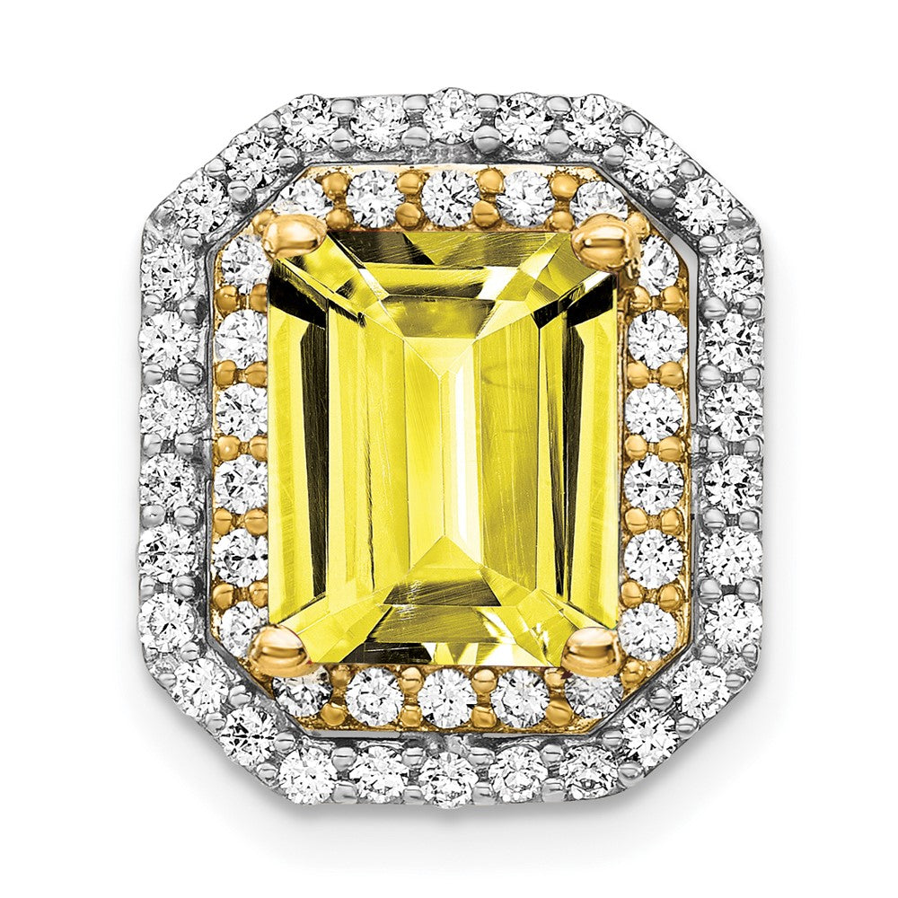 14ktt 5/8ct Lab Grown Dia VS/SI+ G+ &Cr Yellow Sapphire Comp Chain Slide