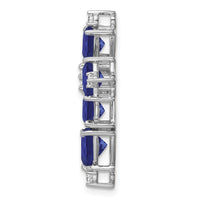 14kw 1/5ct Lab Grown Diamond VS/SI+ G+ & Cr Blue Sapphire Chain Slide
