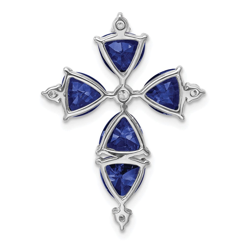 14kw 1/5ct Lab Grown Diamond VS/SI+ G+ & Cr Blue Sapphire Chain Slide