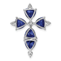 14kw 1/5ct Lab Grown Diamond VS/SI+ G+ & Cr Blue Sapphire Chain Slide