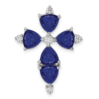 14kw 1/5ct Lab Grown Diamond VS/SI+ G+ & Cr Blue Sapphire Chain Slide