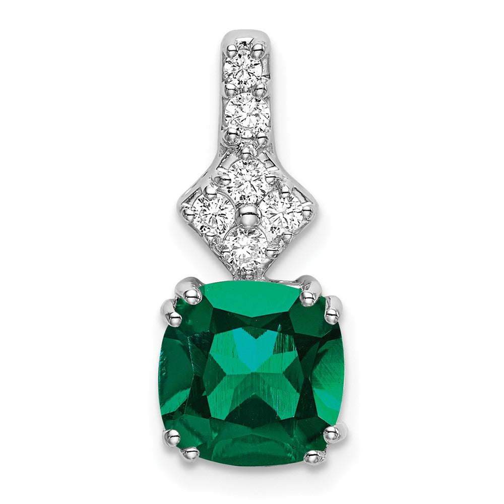 14kw 1/5ct Lab Grown Diamond VS/SI+ G+ &Cr Emerald Comp Pendant