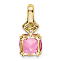 14k 1/5ct Lab Grown Diamond VS/SI+ G+ &Cr Pink Sapphire Comp Pendant