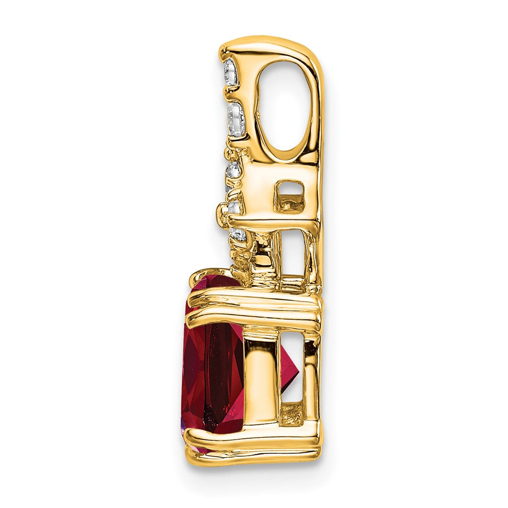 14k 1/5ct Lab Grown Diamond VS/SI+ G+ &Cr Ruby Comp Pendant