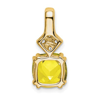 14k 1/5ct Lab Grown Diamond VS/SI+ G+ &Cr Yellow Sapphire Comp Pendant