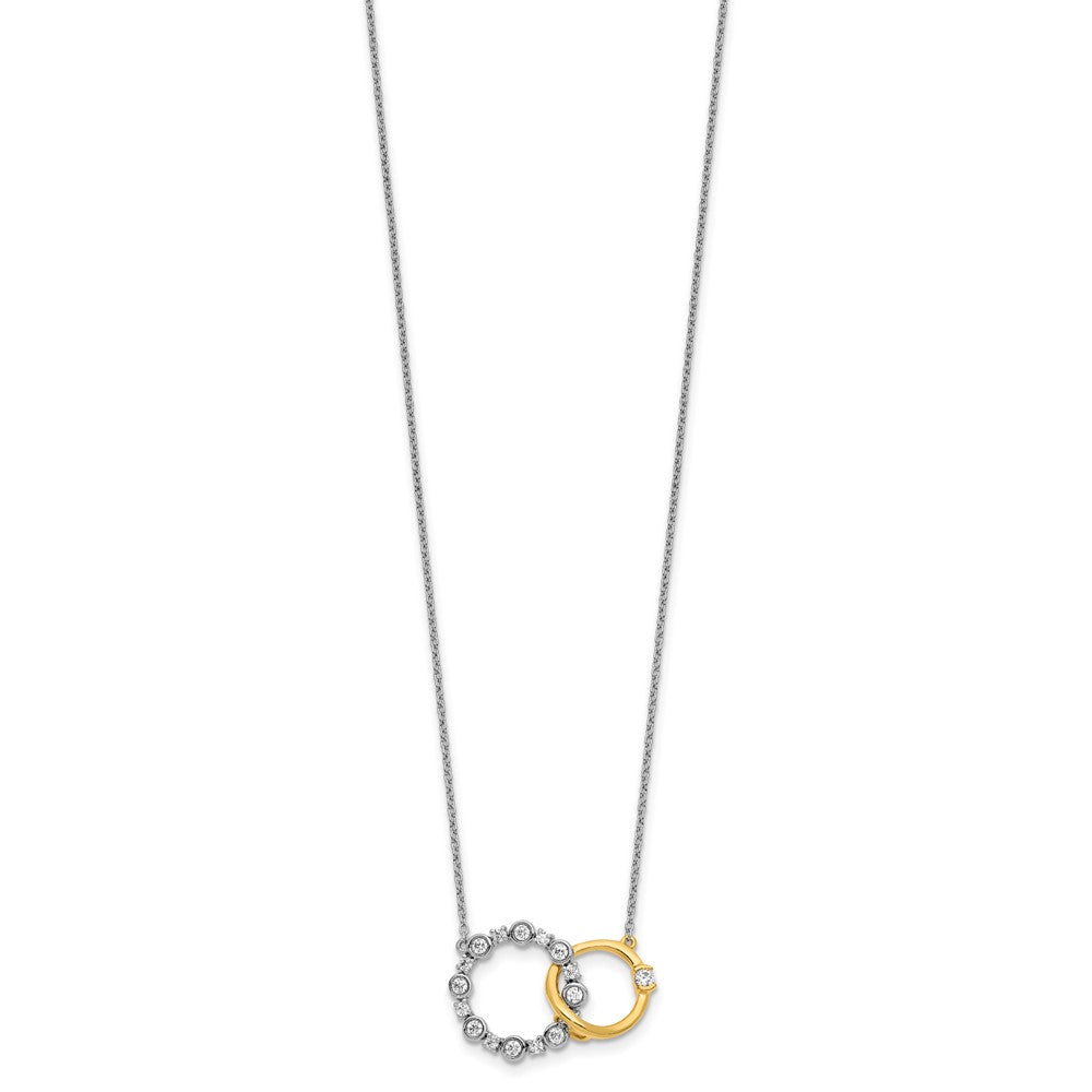 14k Two-tone 3/8ct Lab Grown Dia VS/SI+ G+ Circle Interlock 18in Necklace