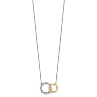 14k Two-tone 3/8ct Lab Grown Dia VS/SI+ G+ Circle Interlock 18in Necklace