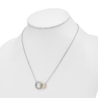 14k Two-tone 3/8ct Lab Grown Dia VS/SI+ G+ Circle Interlock 18in Necklace