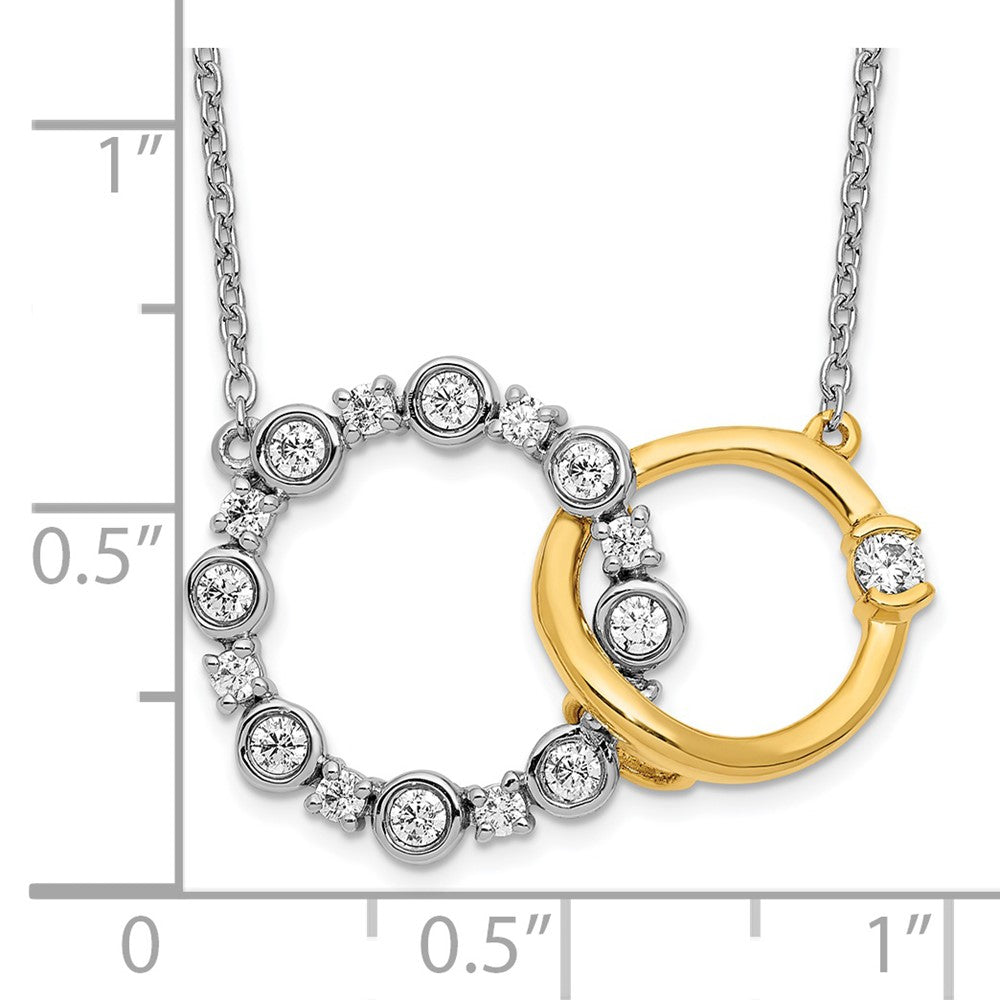 14k Two-tone 3/8ct Lab Grown Dia VS/SI+ G+ Circle Interlock 18in Necklace