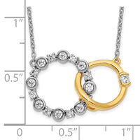 14k Two-tone 3/8ct Lab Grown Dia VS/SI+ G+ Circle Interlock 18in Necklace