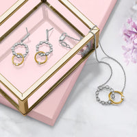 14k Two-tone 3/8ct Lab Grown Dia VS/SI+ G+ Circle Interlock 18in Necklace