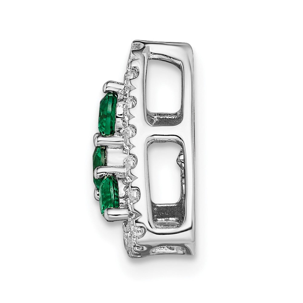 14kw 1/2ct Lab Grown Diamond VS/SI+ G+ &Cr Emerald Comp Chain Slide