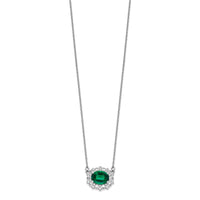 14kw 1ct Lab Grown Diamond VS/SI+ G+ & Cr Emerald Comp 18in Necklace