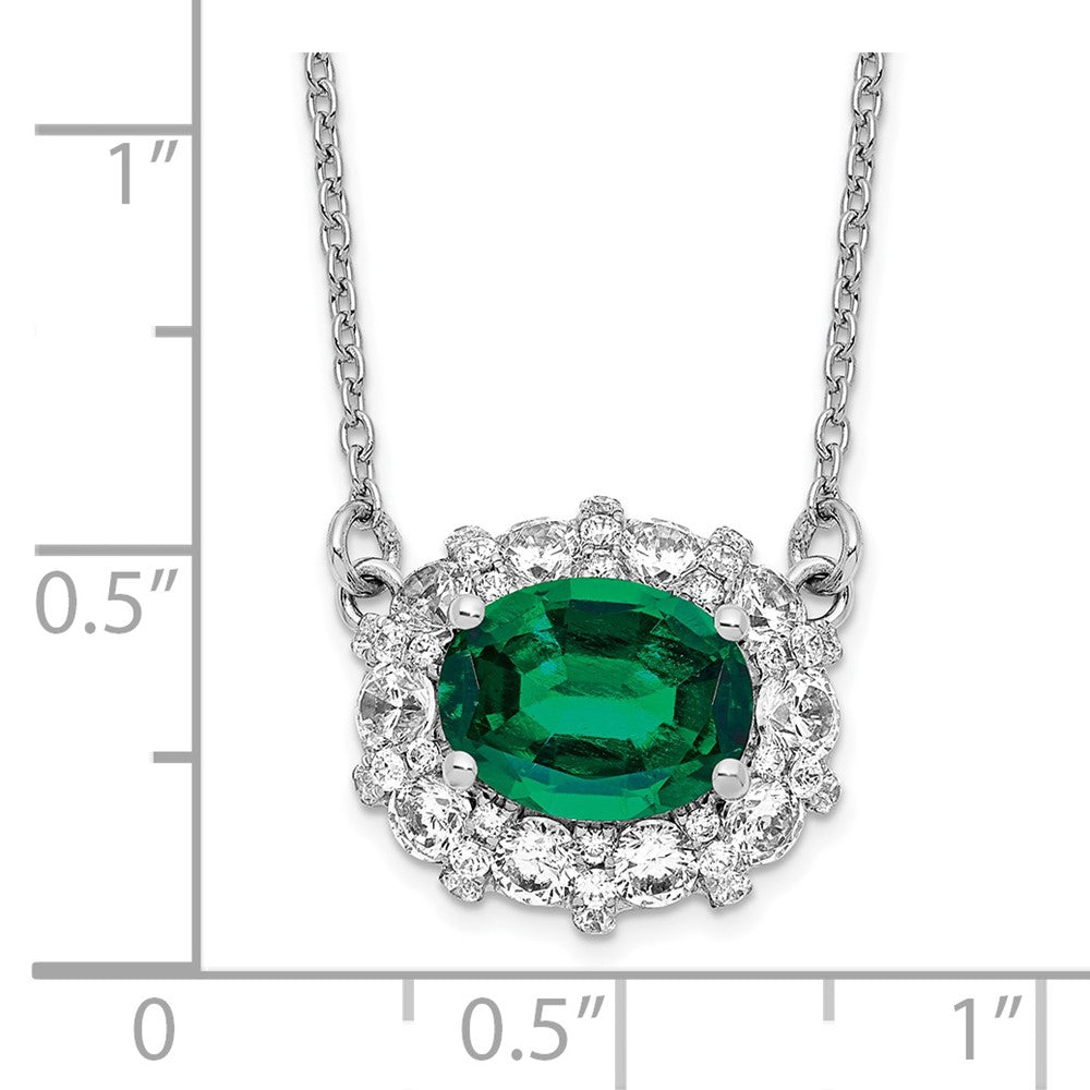 14kw 1ct Lab Grown Diamond VS/SI+ G+ & Cr Emerald Comp 18in Necklace