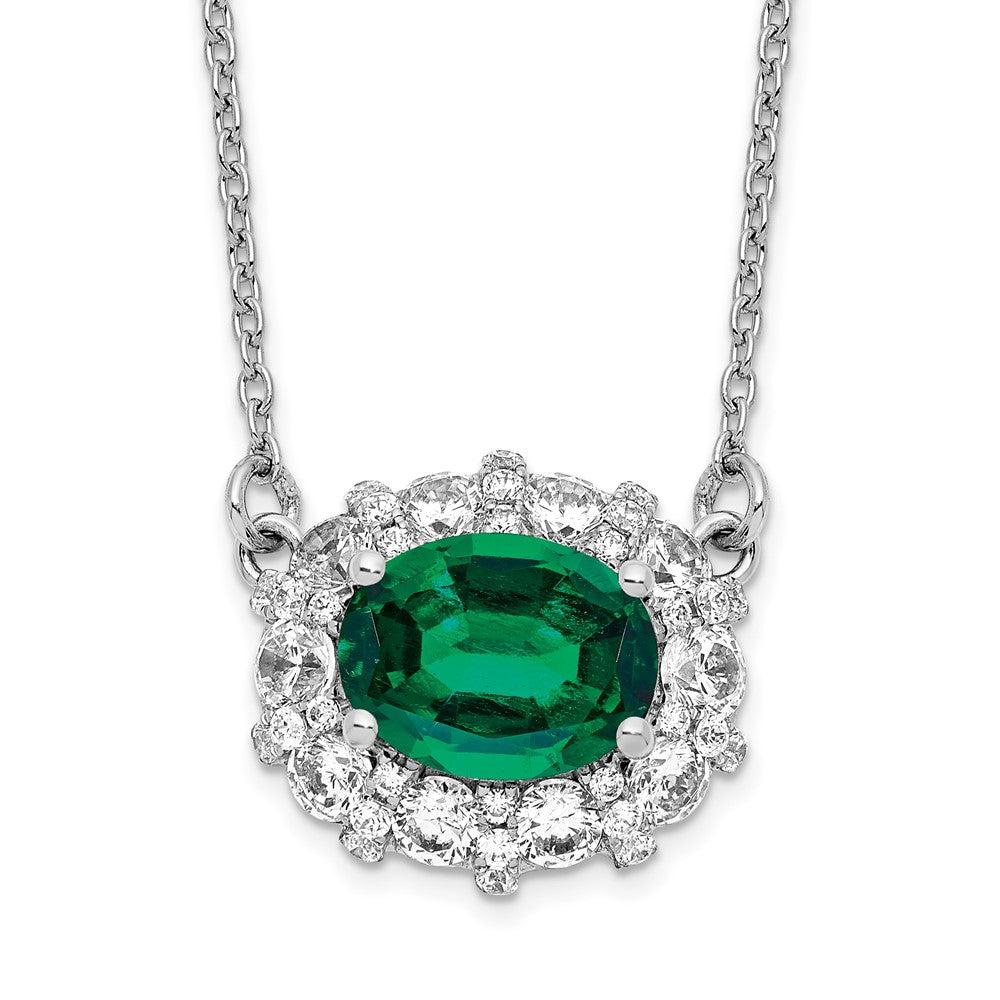 14kw 1ct Lab Grown Diamond VS/SI+ G+ & Cr Emerald Comp 18in Necklace