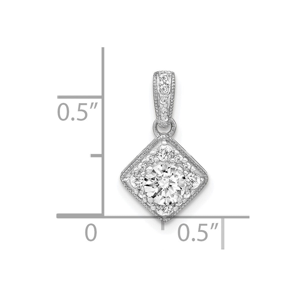 14kw 1/2ct Lab Grown Diamond VS/SI+ G+ Comp Square Vintage Pendant