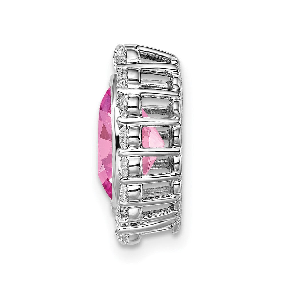 14kw 1/2ct Lab Grown Diamond VS/SI & Cr Pink Sapphire Chain Slide