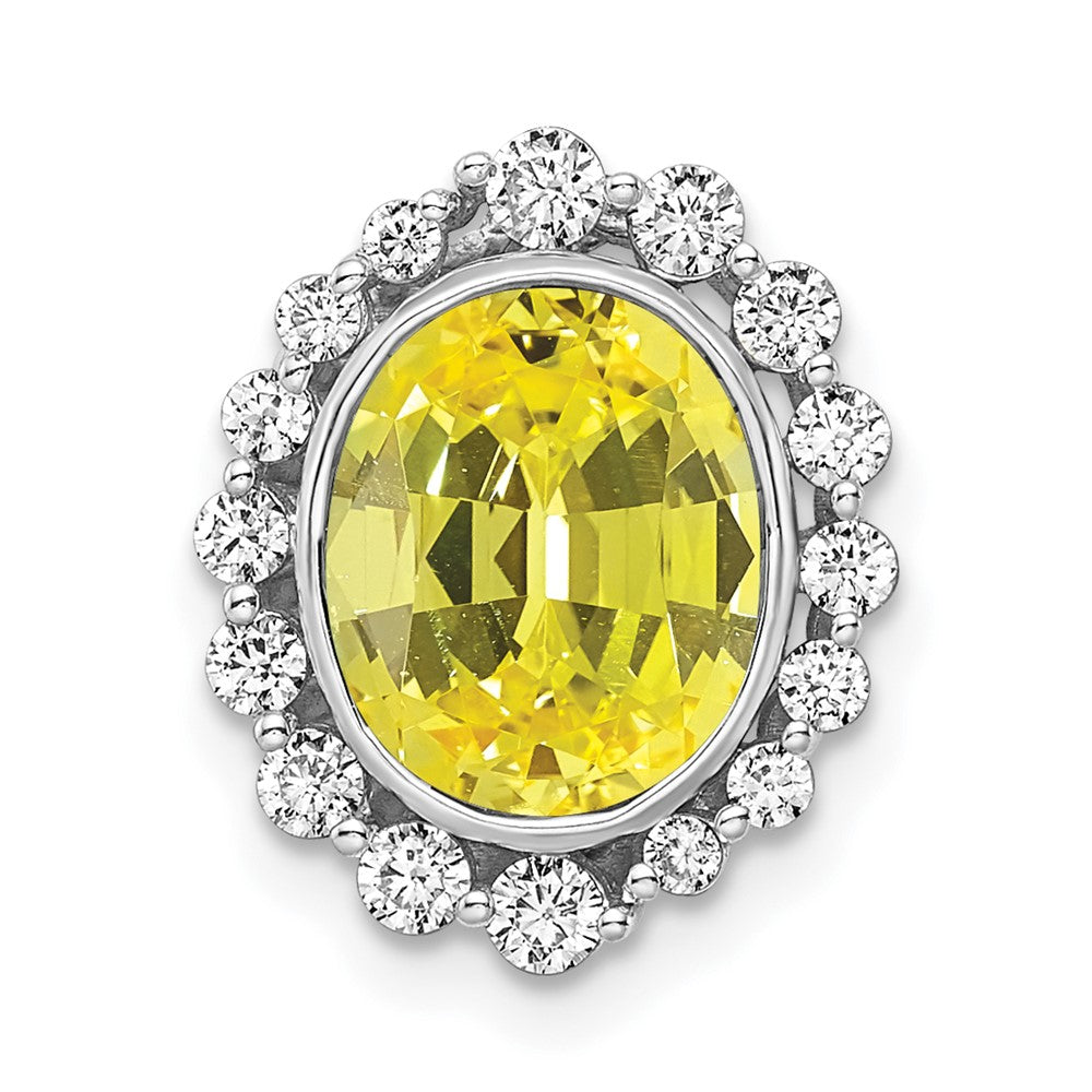 14k White 1/2 ct Lab Grown Diamond VS/SI & Cr Yellow Sapphire Chain Slide