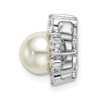 14k White Gold 1/3 ct Lab Grown Diamond VS/SI+ G+ & FWC Pearl Chain Slide