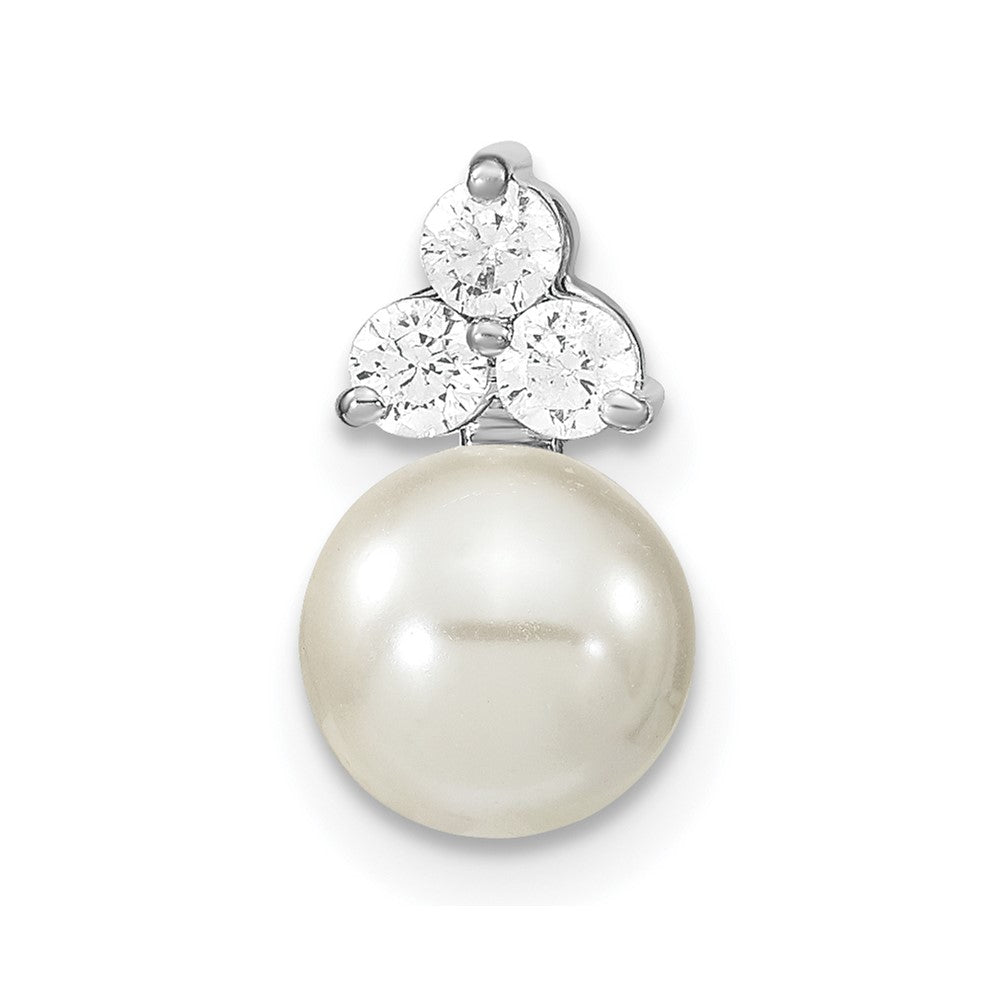 14K White Gold 1/5 ct Lab Grown Diamond VS/SI+ G+ & FWC Pearl Chain Slide