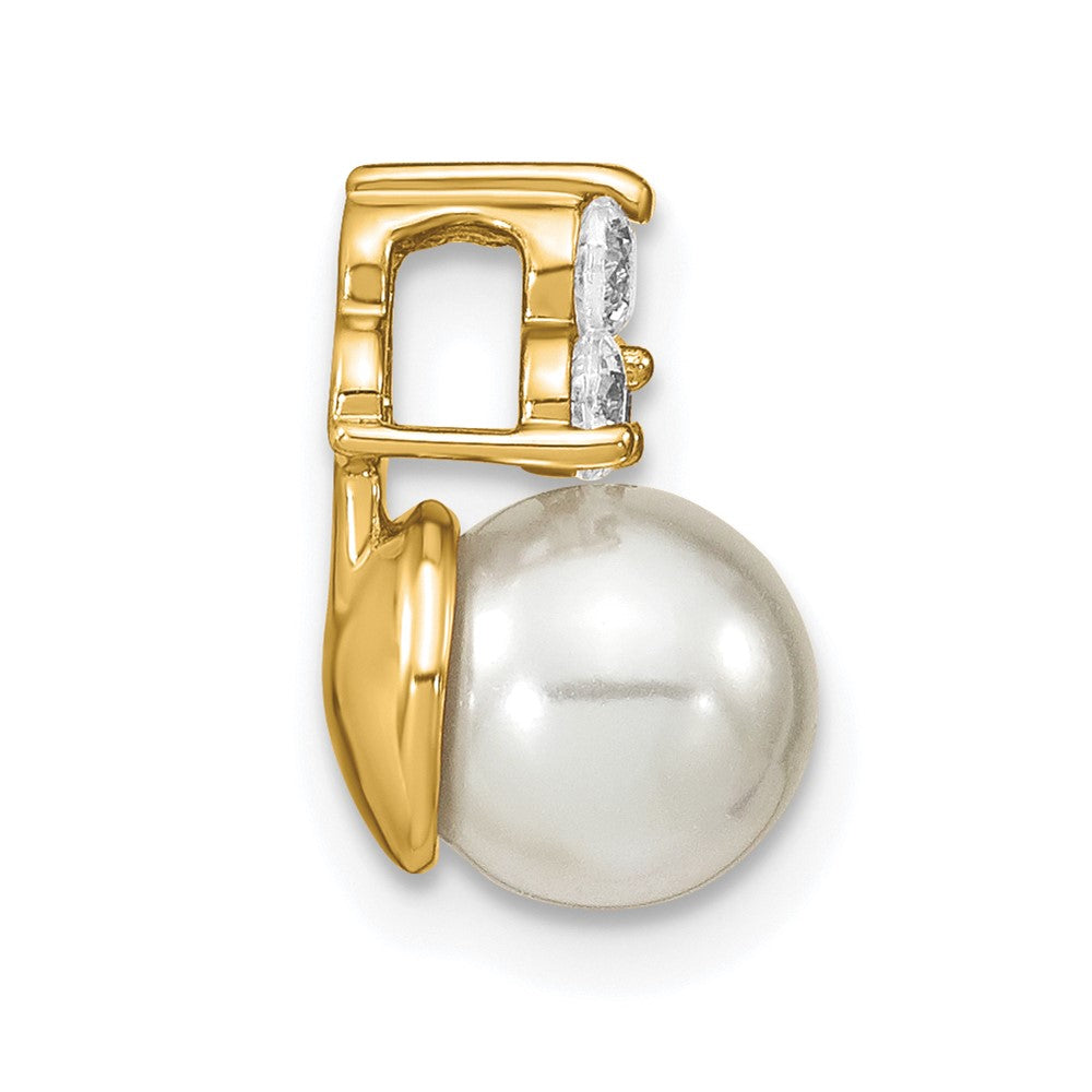 14K 1/5 ct Lab Grown Diamond VS/SI+ G+ & FWC Pearl Chain Slide Pendant