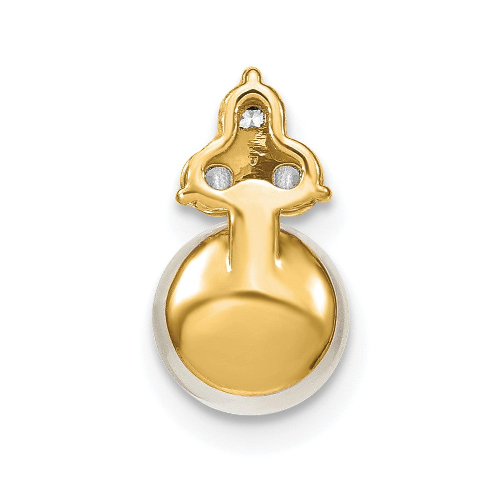 14K 1/5 ct Lab Grown Diamond VS/SI+ G+ & FWC Pearl Chain Slide Pendant