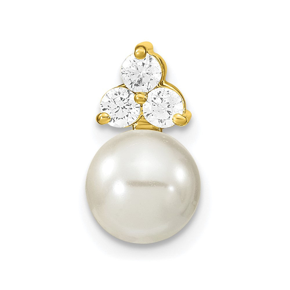 14K 1/5 ct Lab Grown Diamond VS/SI+ G+ & FWC Pearl Chain Slide Pendant