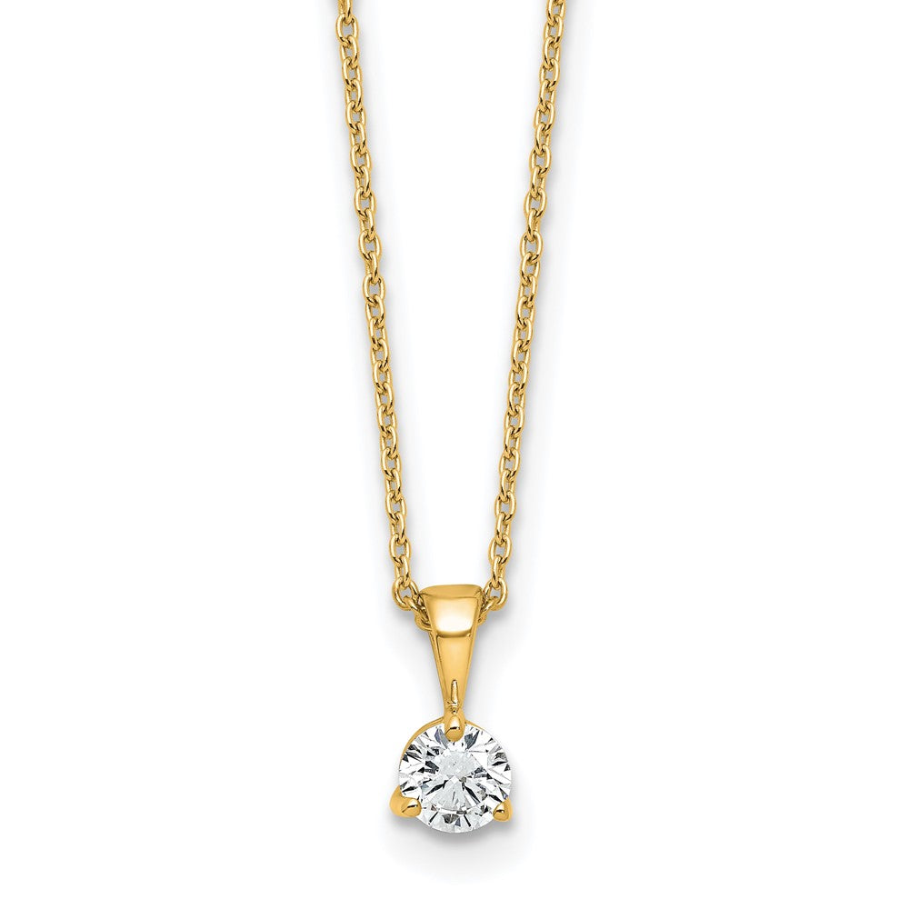 14k 1/3 ct Lab Grown Dia VS/SI+ G+ 18 in Comp Solitaire Pendant Necklace