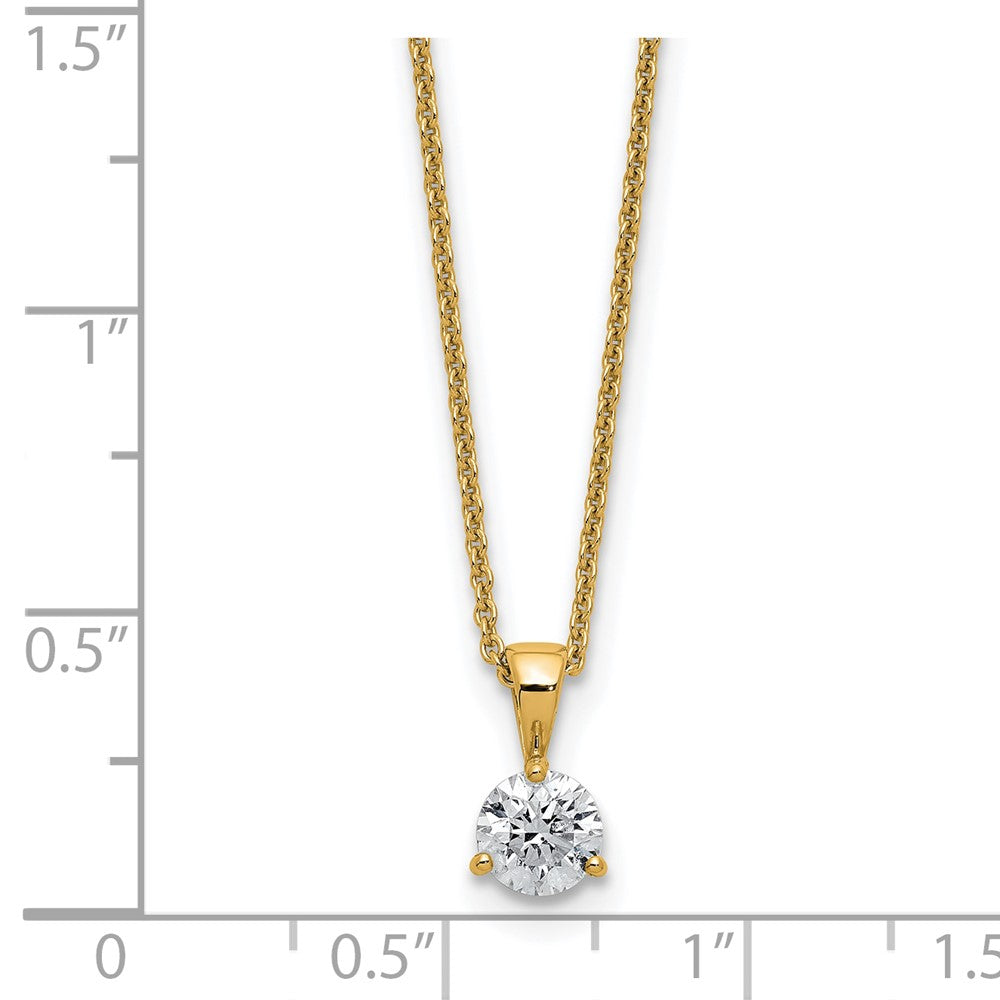 14k 1/2 ct Lab Grown Dia VS/SI+ G+ 18 in Comp Solitaire Pendant Necklace