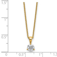 14k 1/2 ct Lab Grown Dia VS/SI+ G+ 18 in Comp Solitaire Pendant Necklace