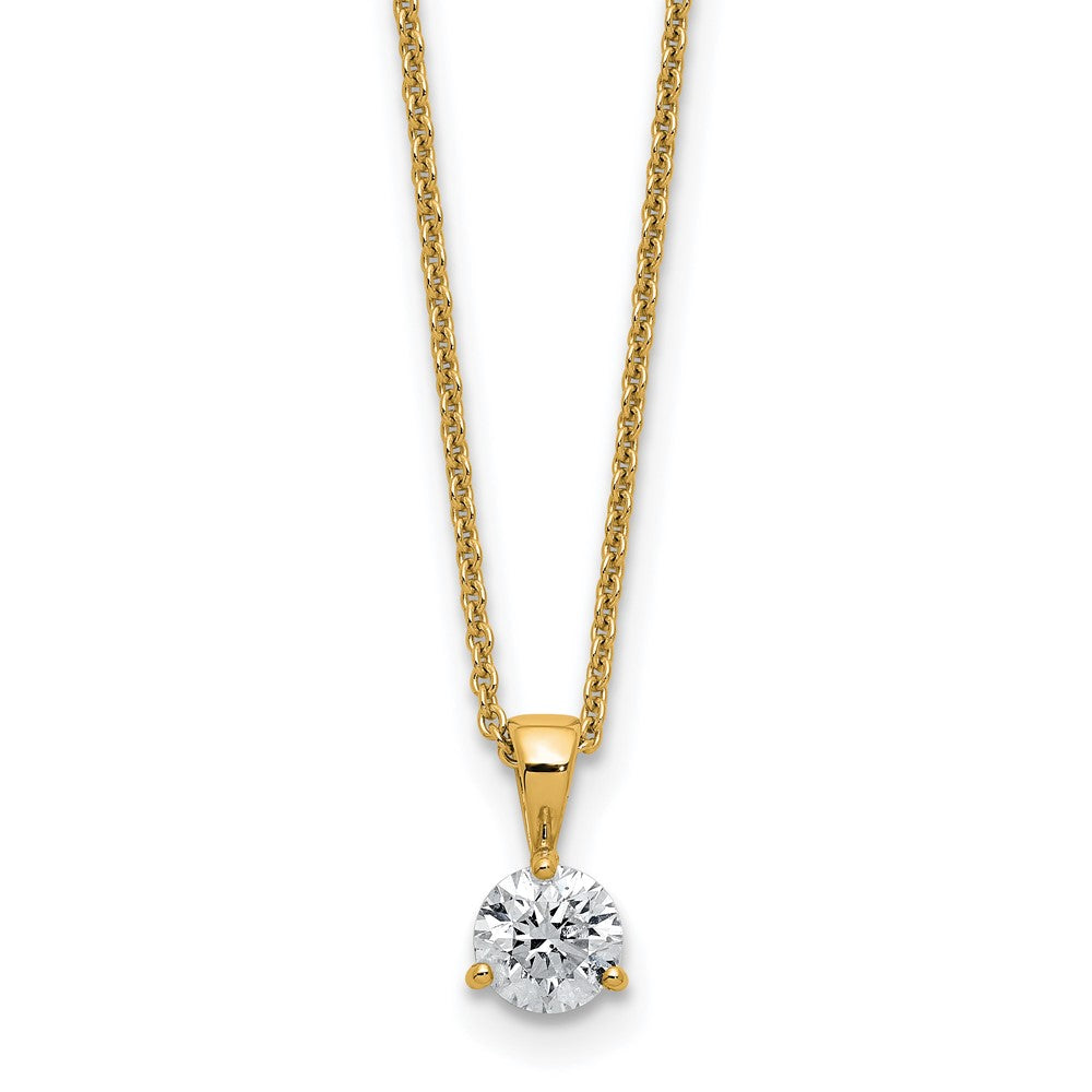 14k 1/2 ct Lab Grown Dia VS/SI+ G+ 18 in Comp Solitaire Pendant Necklace