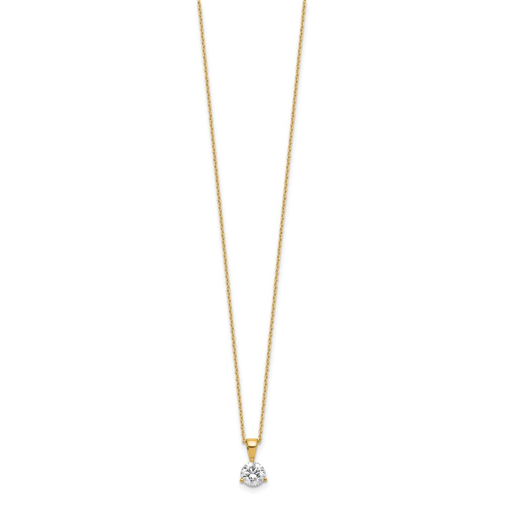 14k 7/8 ct Lab Grown Dia VS/SI+ G+ 18 in Comp Solitaire Pendant Necklace