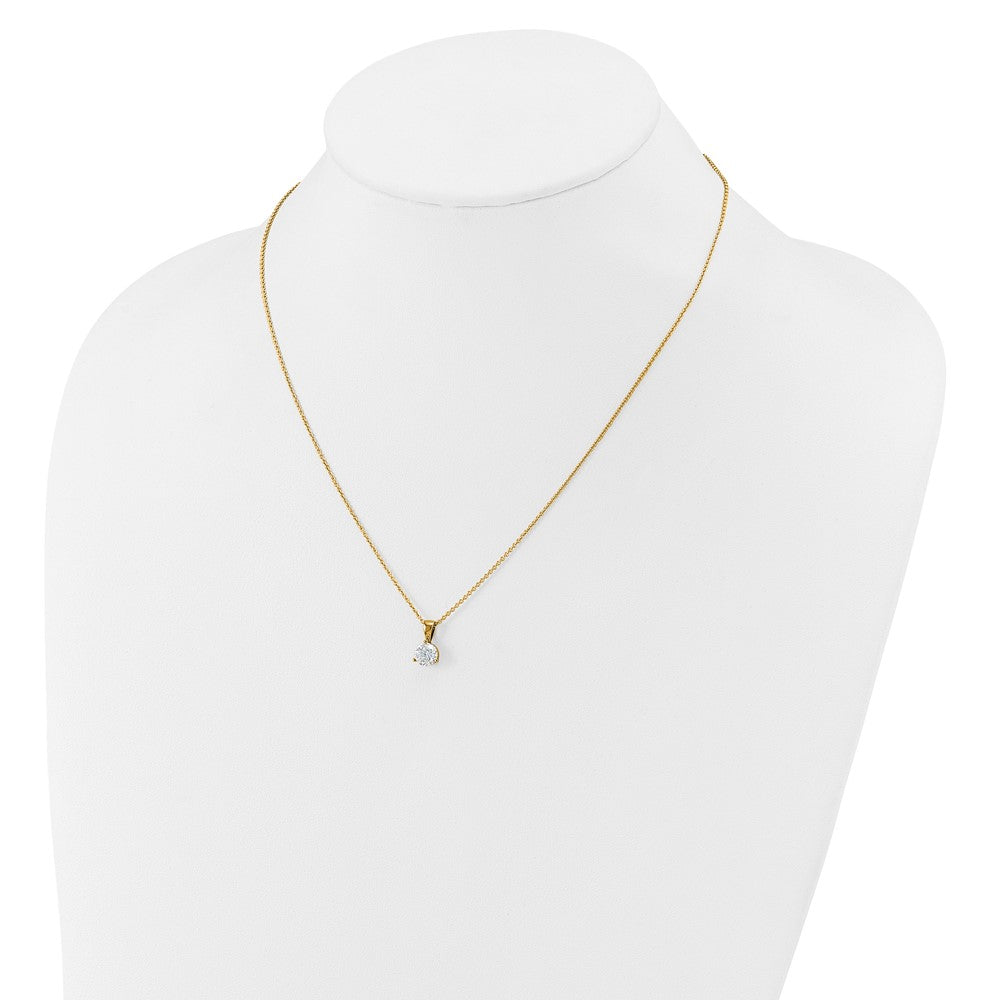 14k 7/8 ct Lab Grown Dia VS/SI+ G+ 18 in Comp Solitaire Pendant Necklace