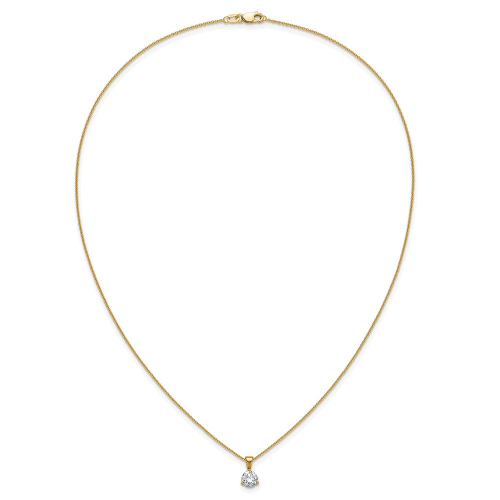 14k 7/8 ct Lab Grown Dia VS/SI+ G+ 18 in Comp Solitaire Pendant Necklace