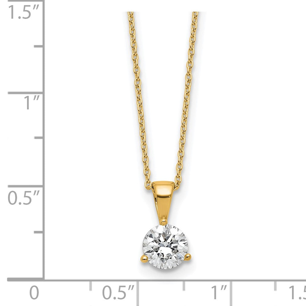 14k 7/8 ct Lab Grown Dia VS/SI+ G+ 18 in Comp Solitaire Pendant Necklace