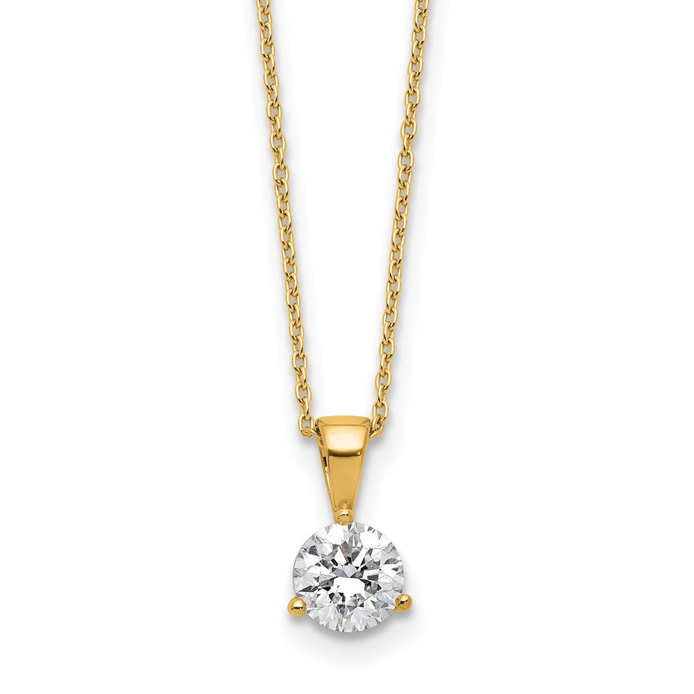 14k 7/8 ct Lab Grown Dia VS/SI+ G+ 18 in Comp Solitaire Pendant Necklace