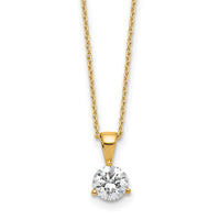 14k 7/8 ct Lab Grown Dia VS/SI+ G+ 18 in Comp Solitaire Pendant Necklace