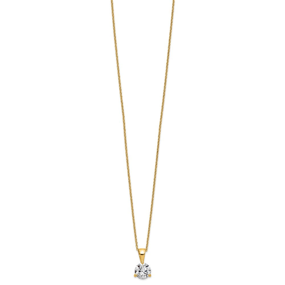 14k 1 ct Lab Grown Diamond VS/SI+ G+ 18 in Comp Solitaire Pendant Necklace