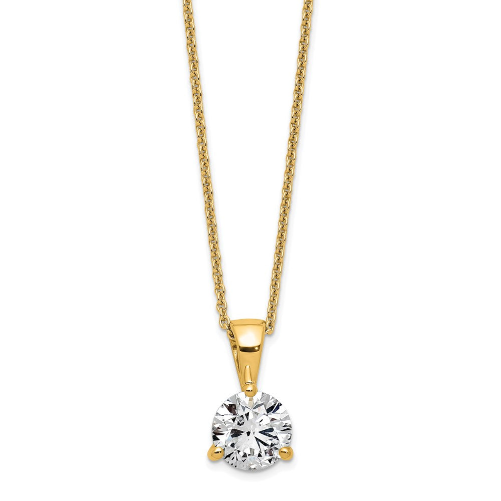 14k 1 ct Lab Grown Diamond VS/SI+ G+ 18 in Comp Solitaire Pendant Necklace